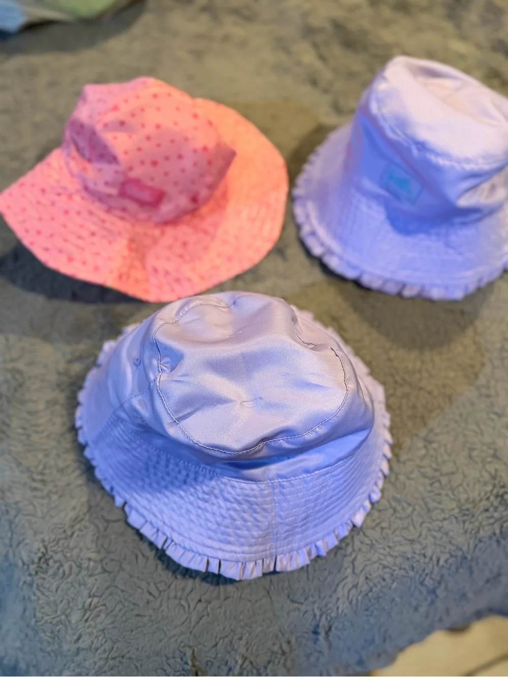 UVSkinz Girls Kids Sun Hat Pink Lavender Ruffle Bucket Hat Set 4T 5 NWOT